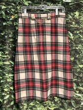 Vintage Tartan Plaid Wool Skirt Red Green White Women  s Small