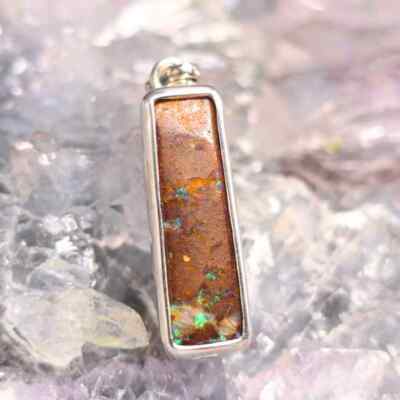 The ''Soulflare'' Queensland Boulder Opal 17.00 Ct Custom-made Handmade 925 Sil...
