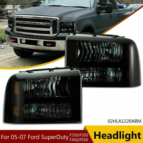 FIT FOR 05-07 FORD F250 F350 SUPER DUTY BROWN HOUSING CORNER HEADLIGHT LAMPS US