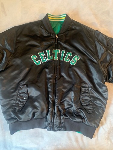 VINTAGE/RETRO Boston Celtics Reversible NBA Jacket Black/Green 2XL - Picture 2 of 5