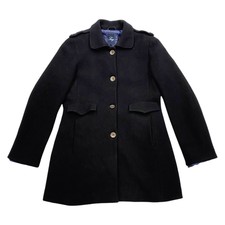 Fay Women's Mid Length Wool Coat | Vintage High End Designer Black Jacket Vtg
