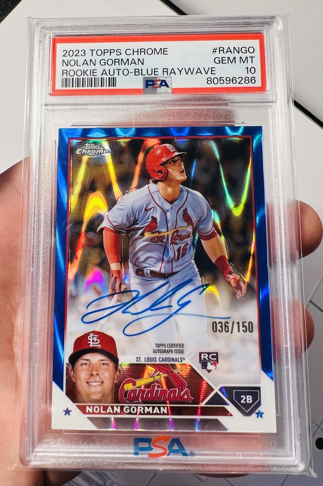 2023 Topps Chrome Nolan Gorman Autograph Blue Raywave PSA 10 🥶RARE eBay