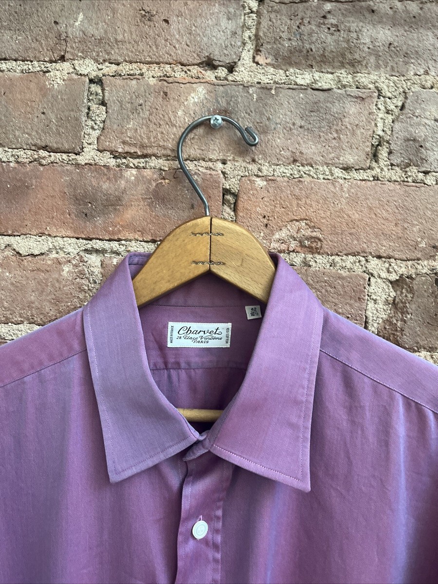 Vintage Charvet Mens Shirt, Sz 16.5/42 Violet Blue Vintage Charvet Mens Shirt, Sz 16.5/42 Violet Blue