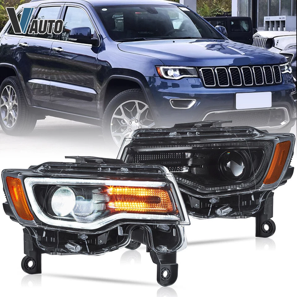 Faros proyectores LED secuenciales negros carcasa para Jeep Grand Cherokee 17-22 Foto 2 de 4