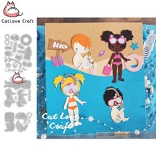 Summer Beach Boy Girl Swimming Metal Cutting Dies Scrapbooking Card Making Craft