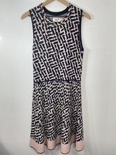 Eliza J. abstract Print Sleeveless Fit & Flare Sweater Dress  Sz M  Pink Black