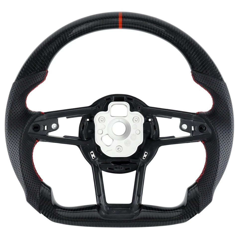 Volante negro de fibra de carbono real para Audi TT y TTRS y R8 2016-2023 Foto 2 de 4