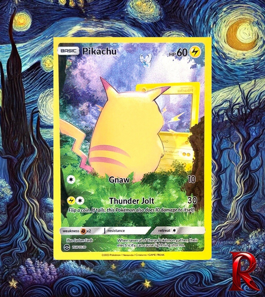 Pikachu Van Gogh Behind The Scenes ACG Art Beautiful Moon Card