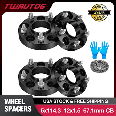 (4)1'' 5x4.5 5x114.3 Hubcentric Wheel Spacers 12x1.5 For Hyundai Mazda Mitsubishi