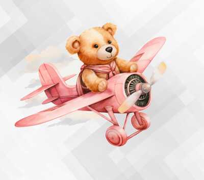 Kinderzimmer Bär fliegt im Flugzeug Wand Vinyl Aufkleber Abziehbild et2