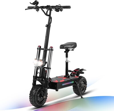 Folding Dual Motor 38AH 60V 6000W Adult Electric Scooter 11'' Off Road Tire