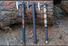 Custom Handmade Carbon Steel Blade Set Of 3 Ragnar Viking Axes  Hunting Axe