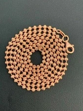 14k Rose Gold Plated Solid 925 Silver Ball Moon Diamond Cut Chain ITALY 2.5mm