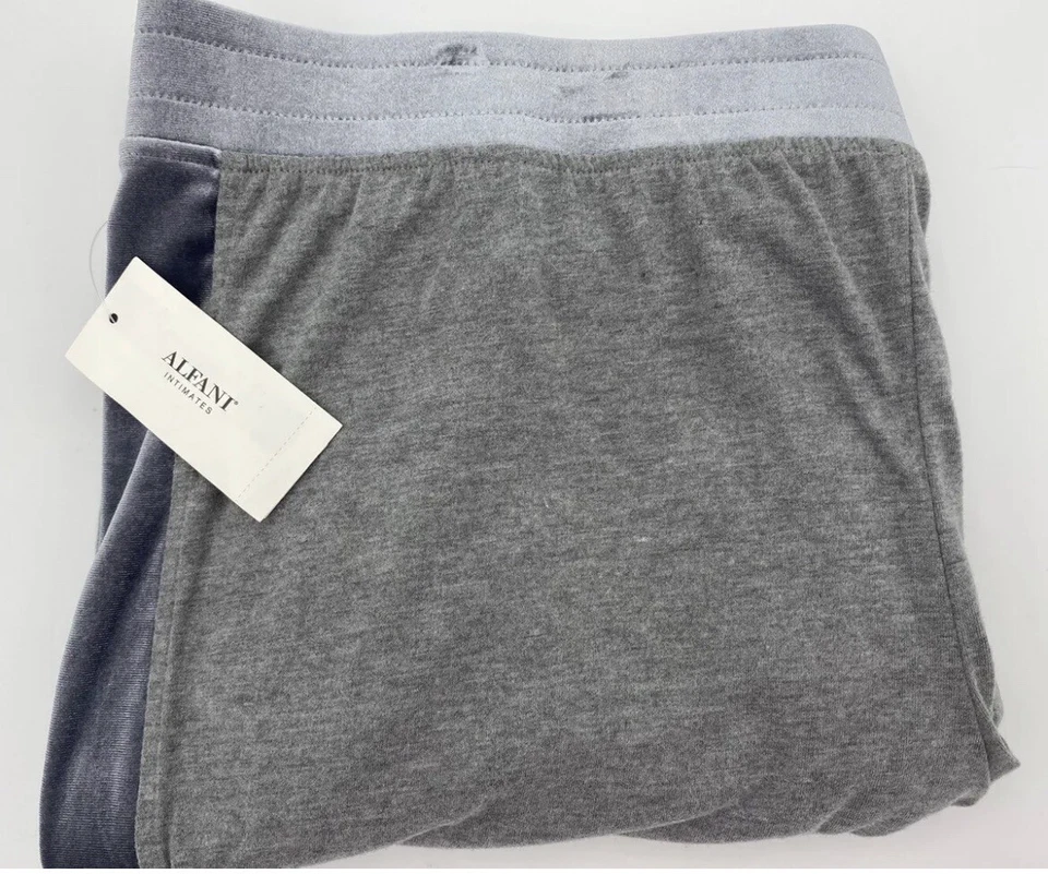 Nuevo pijama jogger a rayas de terciopelo gris talla grande Alfani para mujer Foto 2 de 3
