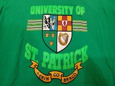 University of ST Patrick Erin Go Brah Made in USA Single Stitch Vintage XL Puffy