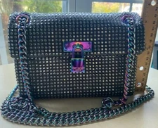 Kurt Geiger London Brixton Crystal Dk Gray/Black & Irid. Convertible X-Body Bag