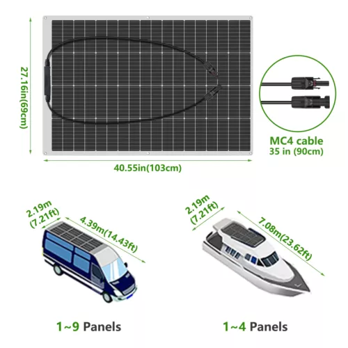 300W Mono Solar Panel 12V Power RV Camping Home 23% High-Efficiency - Picture 7 of 12