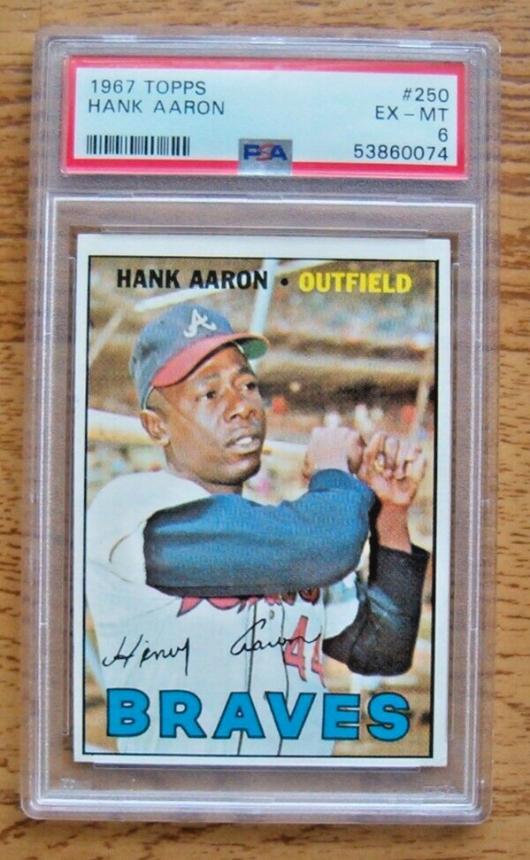 1967 Topps PSA 6 EX-MT # 250 Hank Aaron Atlanta Braves