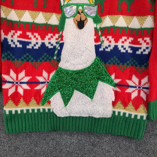Holiday Time Kids Boys Jolly Winter Llama Ugly Christmas Sweater Multi Medium 8 - Picture 5 of 14