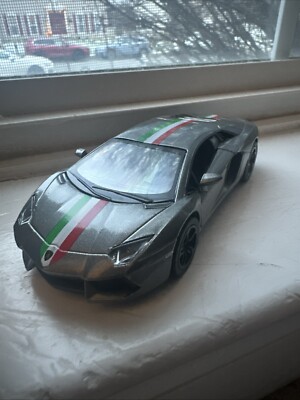 5'' Kinsmart Lamborghini Aventador LP700-4 Stripes Diecast Toy Car 1:38 Grey