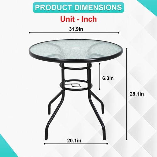 Outdoor Table Patio Table Dining Table with Tempered Glass Umbrella Hole - Picture 7 of 7