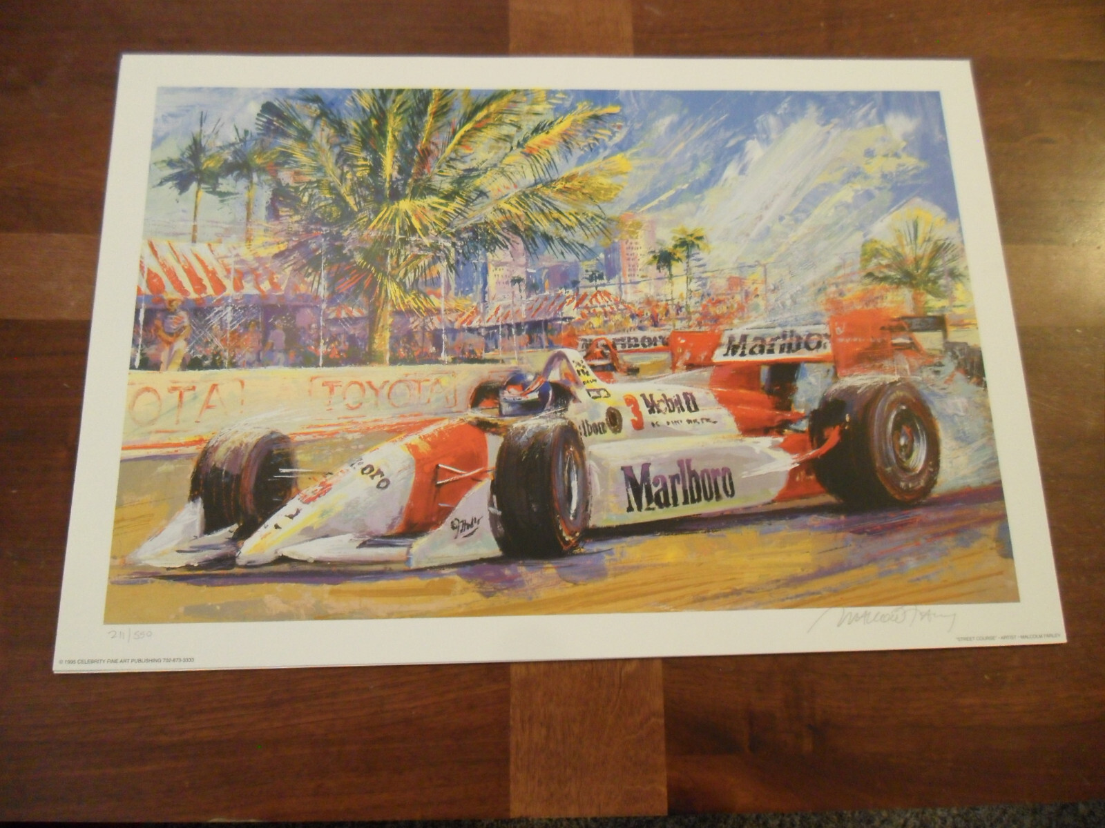 24" x 16" Street Course Signed 211/550 Print by Malcolm Farley Indy Car