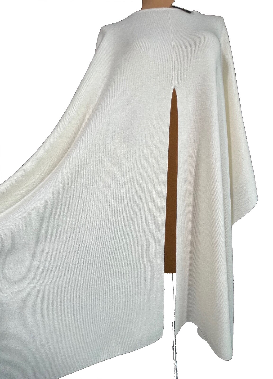 NWT ST. JOHN Knits Ecru Milano Knit Wrap 100percent Wool Front Slit ONE SIZE $895 image 3
