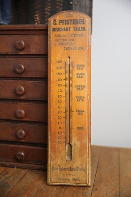 Antique Clothing Tailor Thermometer Vintage hats Furnisher Trunks Nevada Ohio