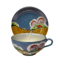 Vintage Hand painted Made In Japan Lusterware Tea Cups And Saucers Set of 4