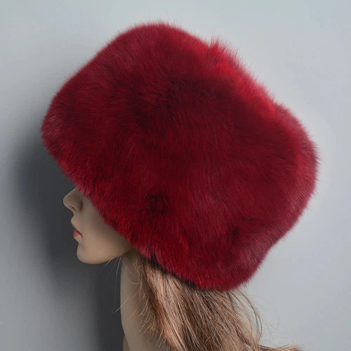 Natürliches Fuchspelz Damen Winter warm flauschig beliebt weiblich rund Mütze Echtfell Mützen - Bild 28 von 32