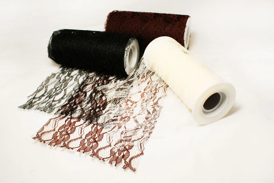 6" x 10yards Floral Lace Tulle Spool Roll Trim Craft Wedding Party Decoration - Image 1 of 1