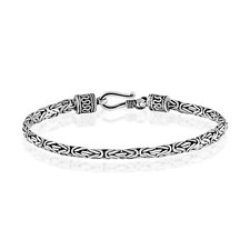 bali handmade 3 mm solid 925 sterling silver oxidized byzantine bracelet unisex