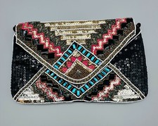 Beaded Sequin Evening Clutch Crossbody Bag Combo Purse 100 Cotton Lining Spain
