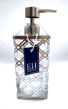 NEW EMPIRE HOTEL GLASS,BRUSHED SILVER METAL FRAME EXTERIOR SOAP,LOTION DISPENSER