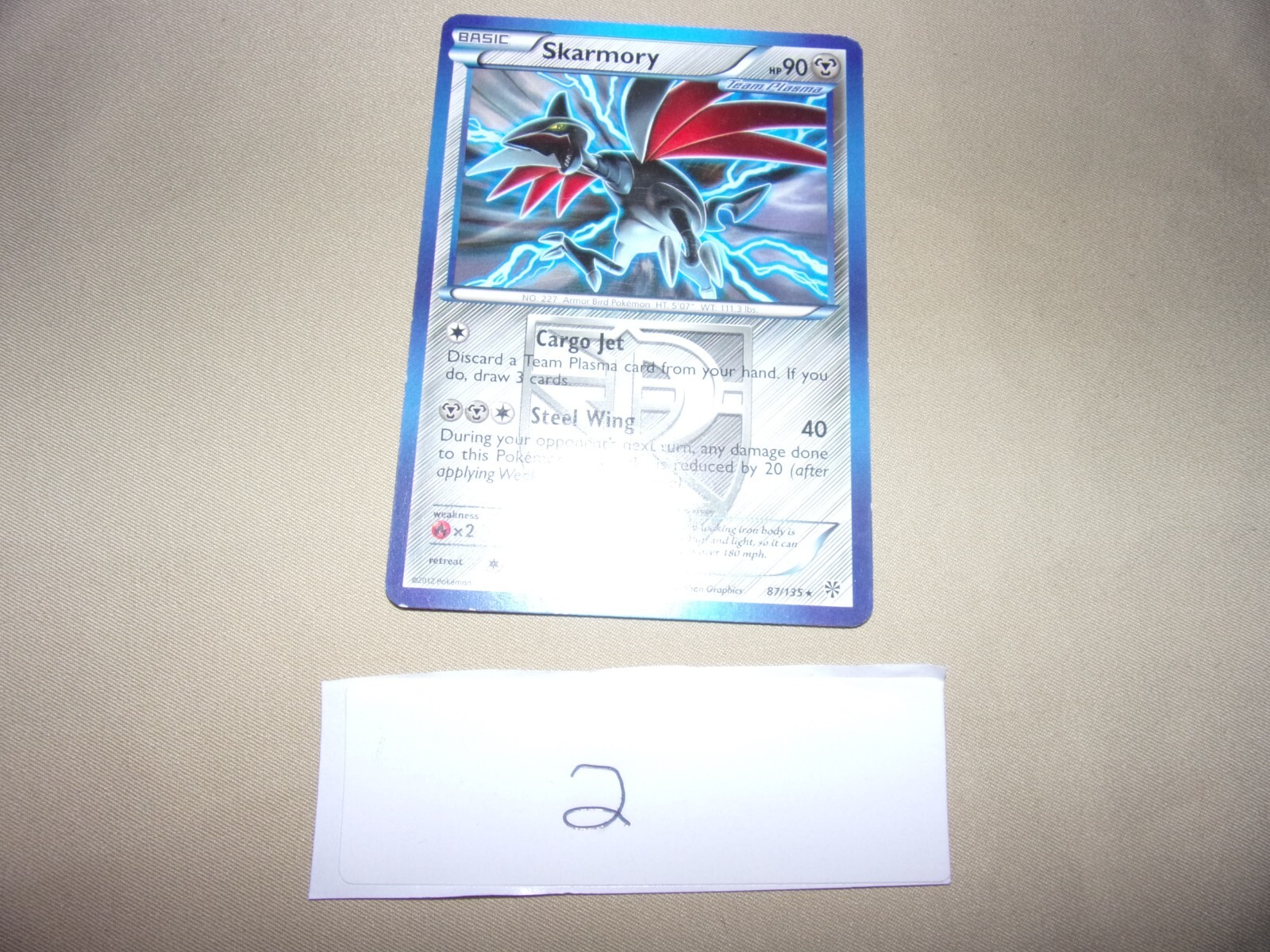 Skarmory - 87/135 - Rare - Black & White 8: Plasma Storm - Pokémon M-LP