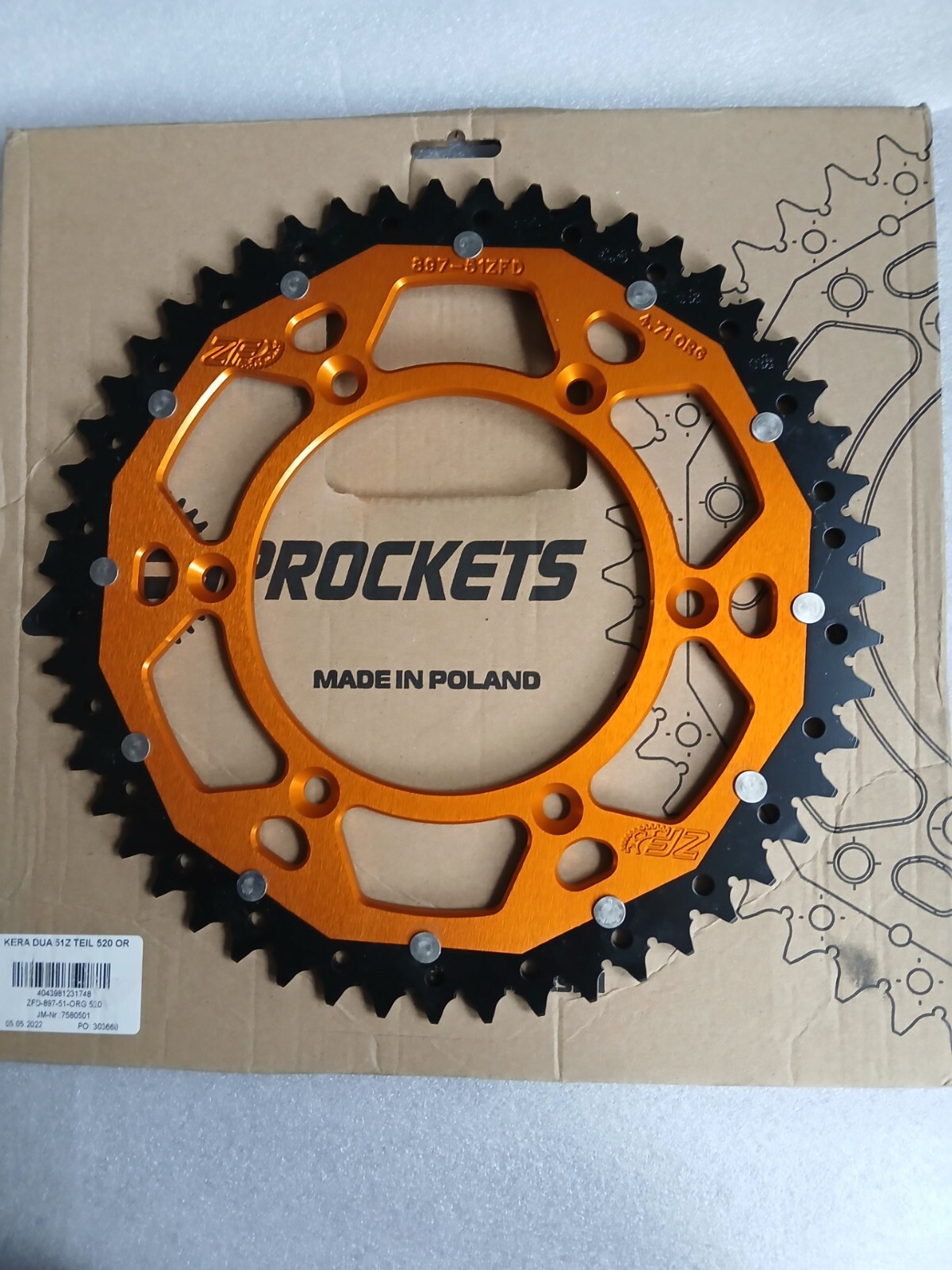 KTM SX SXF EXC EXCf  HUSKY GAS GAS  51T Orange REAR SPROCKET STEALTH TYPE