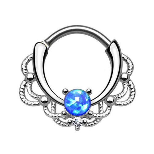 1PC 16G Septum Ring Segment Clicker Surgical Steel CZ Gem Nose Hoop Ring Jewelry - Picture 5 of 18