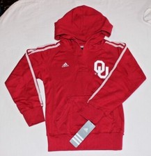 NWT YOUTH SIZE NCAA OKLAHOMA UNIVERSITY SOONERS PLACKET PULLOVER HOODIE S, M, L