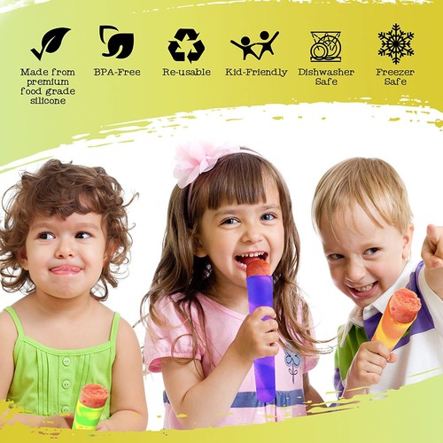 6X Silikon Eis am Stiel Eisformen mit Deckel BPA Frei Kinder Eisform Maker DE - Bild 3 von 8