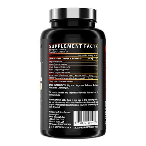 Nutrex Anabol Ripped - 60 liquid caps | Muscle-Building and Fat-Burning Agents - Picture 3 of 3