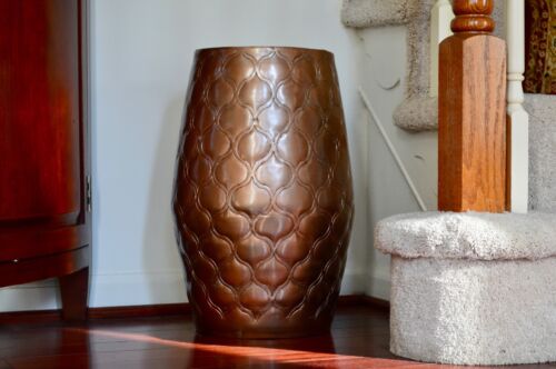 Set of 2 Handcrafted Metal Copper Finish Hammered Modern Design Accent Table - Picture 2 of 5