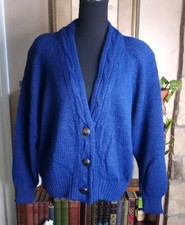Vintage 80s, Wye Oaks, Women's Medium, 3 Button Cardigan Sweater, Blue