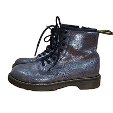 Doc Martens high top delaney glittery iridescent side zip boots sz YOUTH 2