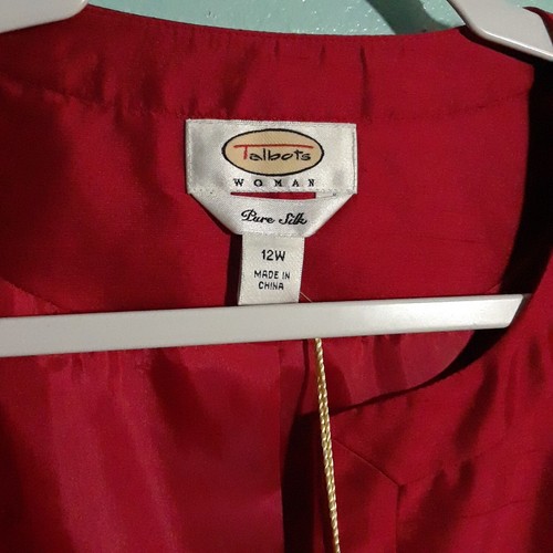 Talbots Dupioni Silk Dress & Jacket Set size 12W, NEW! Pencil Red Party Holiday - Picture 4 of 12