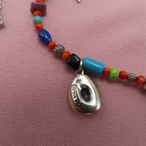 Carolyn Pollack Relios Necklace Sterling Silver Texas Charms Gemstones 229f - Picture 10 of 15