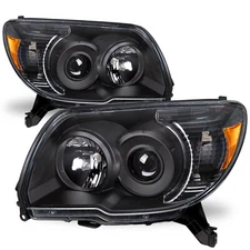 For 2006 2007 2008 2009 Toyota 4Runner Black Headlights Amber Corner Lamps Pair