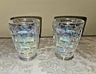 Vintage Set of 2 Yorktown Federal Glass Thumbprint Iridescent Carnival Tumbler