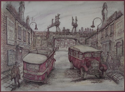 Spennymoor in 1929. Original Mixed media by listed artist Olly Burton circa 1990 - Picture 3 of 10
