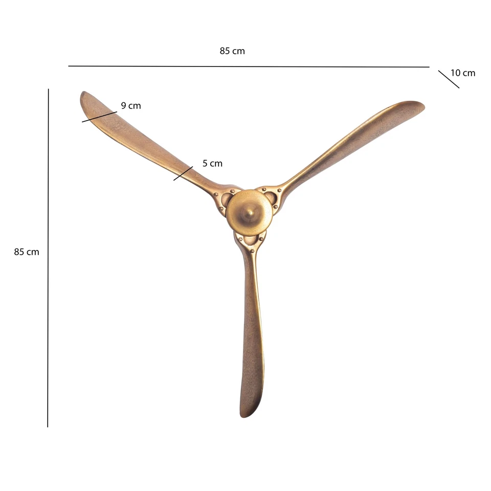 Deko Propeller FineBuy 85 cm Wanddeko Aluminium Gold Flugzeug Wandpropeller - Bild 3 von 4