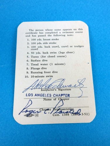 SET OF 3 VINTAGE 1959 AMERICAN Red Cross BEGINNER INTERMEDIATE SWIMMER PIN BACKS - Picture 7 of 7